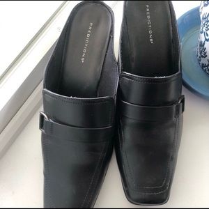 Black slip on high heels 11w